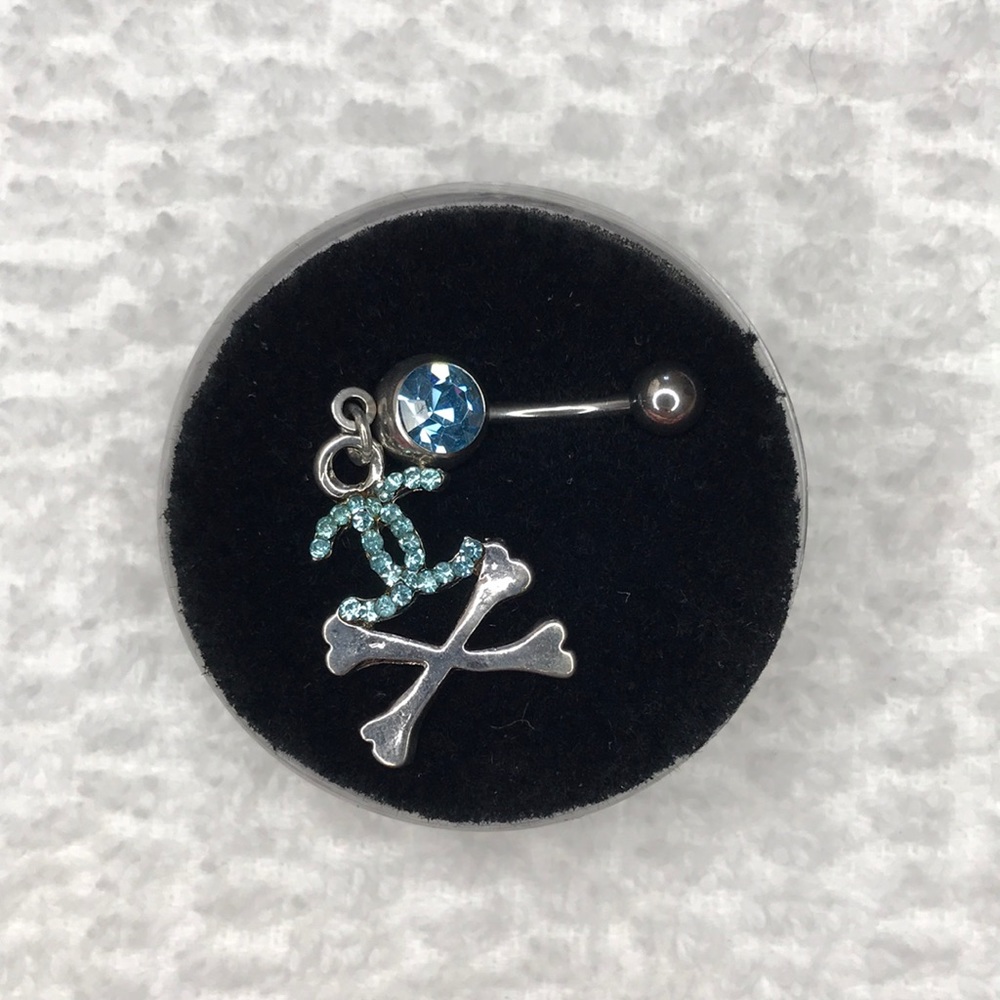 Aqua C c danger Stainless Belly button stud ring